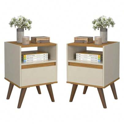 Kit Mesas De Cabeceira Gaveta Retro Quarto Pé Palito Várias Cores