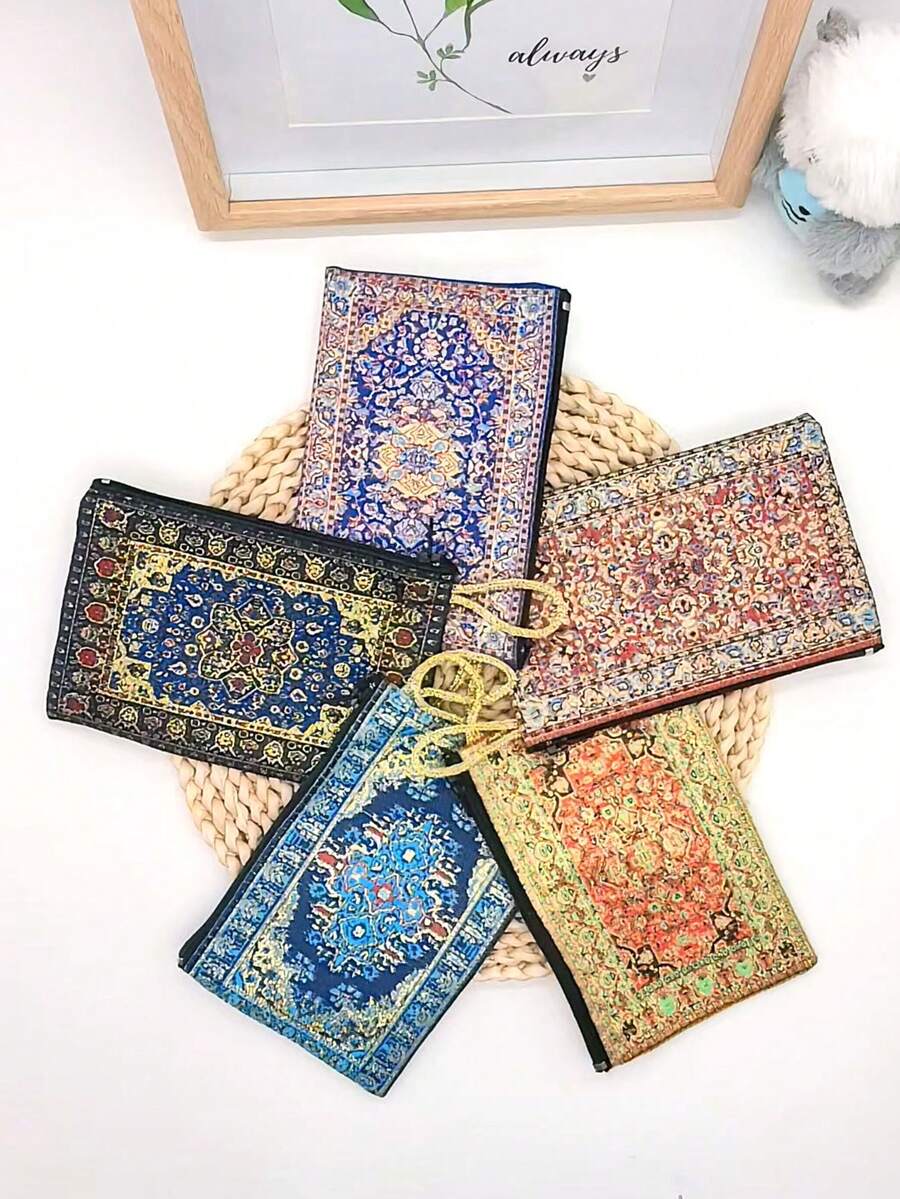 Retro Embroidered Zipper Wallet, Ladies' Gift Wallet, Coin Purse, Storage Bag, Convenient To Carry When Going Out/Girls' Makeup Bag, Multi-Functional Card Bag Wallet/Ladies' Cash Wallet, Long Coin Purse, Exquisite Pattern Coin Purse, Essential For Girls, Travel Essential, Valentine's Day, New Year Gift, Gift For Girls. ,Travel Essential Bag - Multicolor - View 1