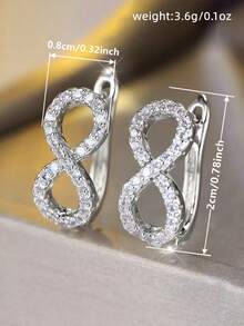 1 Pair Luxury Cubic Zirconia Earrings, Wedding Engagement Anniversary Party Jewelry Gift For Women - 1# - View 7