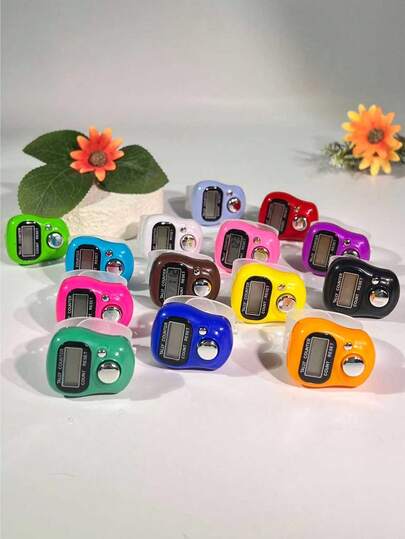 迷你电子指环计数器/环形手动计数器，随机颜色念珠，小巧可爱，易于使用和操作，适用于统计祈祷次数、锻炼次数、商业活动次数、客流量统计等。