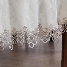 HXARTMIS 1pc White Embroidered Jacquard Round Tablecloth, European Style Polyester Round Dustproof Cover, Oil-Resistant, Stain-Resistant, Wear-Resistant And Scratch-Proof. - White - View 10