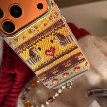 GUCADI Floating White Glaze Beige Stitching Dog + Amber Bead Rope Compatible With IPhone 17 Pro Max Phone Case, 16 Embossed Glitter, 13 Fair Island Puppy, 15 Electroplated, 11 Chain Hard Shell, Cute Personalized Retro Geometric Cartoon Niche Luxury Ins Style - Floating White - View 7