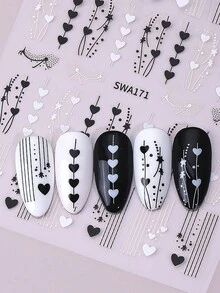 ملصقات أظافر بتصميم قلب حلو ولامع لعيد الحب 3D، قطعتان بتصميمات قلب أسود وأبيض وزهري، وزهرة وورود وشرائط دانتيل، ملصقات لاصقة ذاتيًا بتصميم عيد الحب، مناسبة لتزيين الأظافر في المناسبات والأعياد والزفاف، هدايا للنساء والفتيات - متعدد الألوان - مشاهدة 9