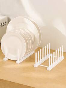 1 Giá để bát đĩa nhà bếp màu trơn, giá đựng bát đĩa trong tủ bếp, giá đựng đa năng có thể tháo rời, thích hợp cho nhà bếp, tủ bếp, v.v., dùng để đựng đĩa, nắp nồi, dụng cụ nhà bếp, v.v. - Nhiều màu - Xem 10