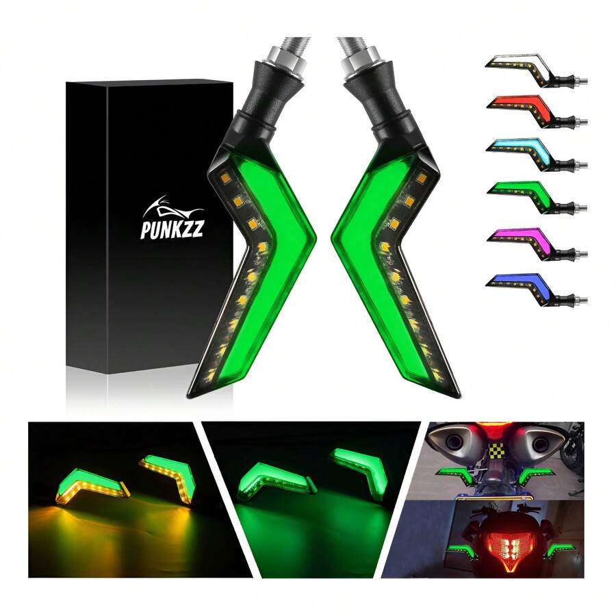 TendenciaPar Direccionales Led Moto Luces Señal Giro SecuencialCalidad premium - Rosa Violeta Amarillo - Ver 1