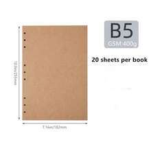 1 Packung mit 20 Blatt/40 Seiten Nachfüllpapier (Kraftpapier), 400g dickes cremefarbenes Kraftpapier, erhältlich in 3 Größen: A6 (6 Löcher, 105*170mm), A5 (6 Löcher, 142*210mm), B5 (9 Löcher, 182*255mm) - 20 SIM-Karten, 40 Seiten (400GSM) - Übersicht 7