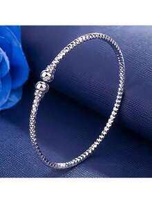 Opening Adjustable Embroidered Wire Tube Bracelet Ring Sterling Silver Silver Embroidered Bracelet Roman Bracelet - Open Bracelet - View 8