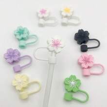 Cute & Playful Silicone Straw Lids, Dust-Proof, Leak-Proof, Anti-Choke Design, Suitable For Water Bottles, Tumblers, Travel Essentials - Pink - View 9