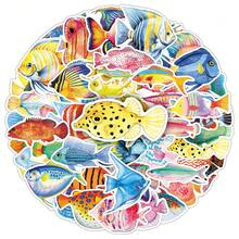 50pcs Cartoon Colorful Tropical Fish, Angelfish, Spotted Fish, Marine Life Decorative Stickers For Stationery, Refrigerator - Multicolor - View 6