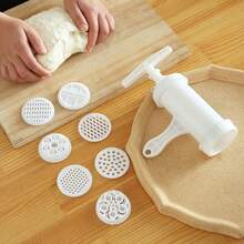 1PC Household Plastic Noodle Press Manual White Noodle Making Machine With 7 Different Printing Molds Pasta Maker Kitchen Newbie - Multicolor - View 5