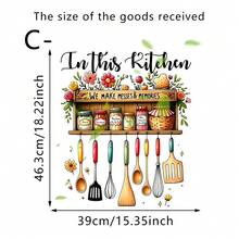 1/3 件装墙贴/置物架，以水彩面包和花瓶图案、励志名言为特色，防水可移除壁纸，适用于厨房瓷砖和餐厅背景墙装饰。 - 彩色 - 查看 11