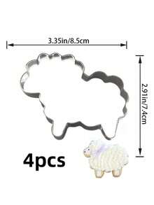 2/4-Piece Set Sheep Cookie Molds For Easter, Stainless Steel Baking Tools, Cookie Cutting Cake Molds, Toast Molds, Fruit Molds - Silver - View 6