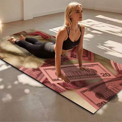 1pc 71*22inch Yoga Mat, Golden Pattern - Various Styles Available, Non-Slip & Durable, Extra Wide & Thick, Fitness Mat For Home Use, Professional & Beginner Yoga Training