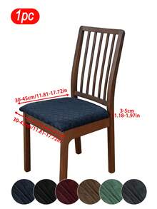 1pc Solid Color Elastic Jacquard Diamond Chair Seat Cover With Cord, Modern Design, Classic Minimalist, Dust & Stain Resistant, Suitable For Living Room, Bedroom, Study, Chair Decor - Multicolor - View 11