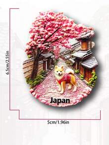 1个3D樱花和首尔城市冰箱贴，家居装饰磁性冰箱贴 - 彩色 - 查看 4