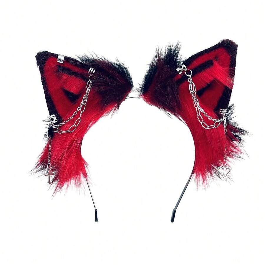 Cat Cosplay Ears Cat Ears Headbands Clips Accessories Punk Gothic Cross EK12-EK28 - RedEk14 - 查看 1