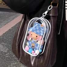 1个手提/收纳袋，适用于毛绒玩具、PVC化妆包、透明大容量整理袋，可收纳充电器、数据线、耳机、圣诞装饰品、圣诞礼物包装袋（不含玩偶）