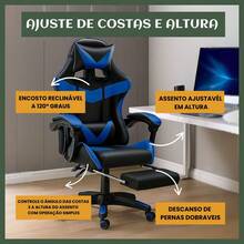 Nitro Ergonomic Gaming Office Chair, Synthetic Leather, Reclining, Height Adjustable, Footrest - Blue - View 9