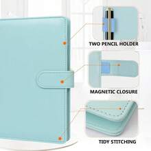 A5 Binder 6 Ring Loose Leaf Personal Organizer Binder Cover Makaron Blue Portfolio For Interview, Conference, Business,6 Ring A5 Binder - 馬卡龍藍色 - 查看 7