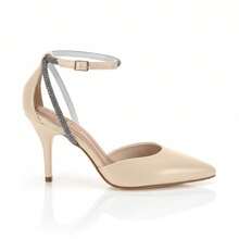 Beira Rio Women's Stiletto Heel With Ankle Strap And Rhinestones - Cream - View 2