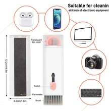 7合1多功能清洁套装 - 键盘清洁刷、耳机清洁笔和拔键器套装，适用于电脑、笔记本电脑、手机和蓝牙耳机（带可拆卸刷子和除尘器） - 彩色 - 查看 8