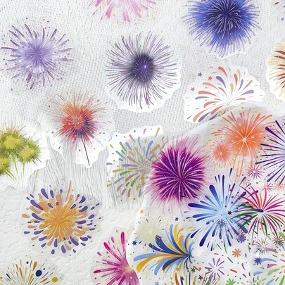 SCXXBSW 50 st färgglada fyrverkeriklistermärken, lämpliga för telefoner, datorer, bärbara datorer, vattenkoppar, skateboards etc.