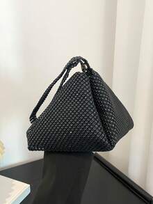 女士闪亮优雅水钻新月形手拿包，时尚单肩晚宴包，饰有水钻，适合女孩、女士、婚礼、盛会、晚宴/宴会等场合，是送给女性的最佳礼物。 - 黑色 - 查看 10