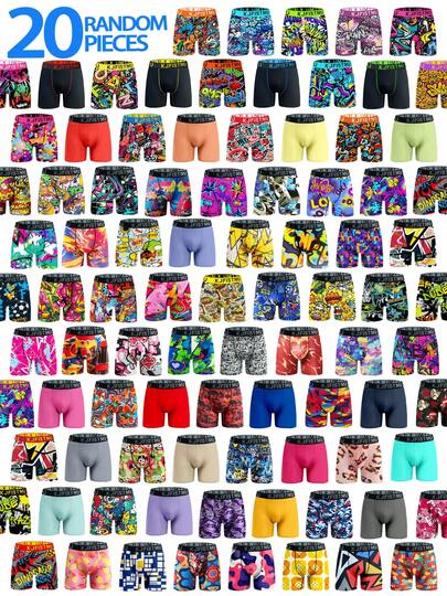 20-Pack Men's Cool, Casual, Understated Boxer Briefs. Solid Color, Breathable, Comfortable, Soft, And Elastic Athletic Shorts. Lightweight And Comfortable For Everyday Wear, Making Them The Perfect Gift For Him. Plus Size. Men's KJFISTMU