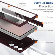 VIETAO 適用於 Galaxy Z Fold 8 Ultra 7 6 5 4 的鋼化銀河螢幕保護膜磁吸無線充電可折疊全包覆手機殼 - 酒紅色 - 查看 2