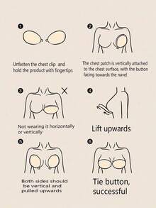 1 Pair Of Silicone Bras, Bra, Strapless Silicone Bra, Women's Silicone Gathered Chest Patch, Popular Style,Wedding Bra, Nipple Patch, Breathable Waterproof Bra, - 杏 - 查看 11