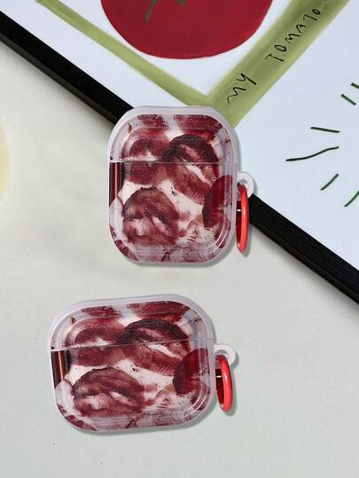 1个唇形图案蓝牙耳机保护套，带指环支架，兼容苹果1/2/3/4/Pro/Pro2/Pro3