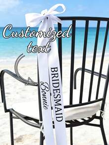 1pc 5cm Wide X 165cm Long Custom Wedding Chair Sash, High-Quality Custom Satin Chair Seat Card, Groomsman & Bridesmaid Reserved Seat Card, Wedding Chair Back Decor Nameplate, Custom Chair Sash - Multicolor - View 3