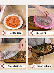 150/100/50pcs Disposable Stretch Cling Film, Expandable Food Wrap, Kitchen Food Preservation Tool, Spring/Summer Kitchen Food Wrap, Anti-Insect And Dust Food Cover, Kitchen Storage Accessory, Home Decor, Gift, Kitchen Storage And Organization - Multicolor - View 9
