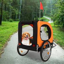 Remolque de Bicicleta para Perro, soporta hasta 80 Libras, Carro para Mascotas, Marco fácil de Plegar con Ruedas de liberación rápida, acoplador Universal de Bicicleta, reflectores, Bandera, Plegable - Naranja - Ver 7