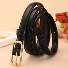 1 pièce Ceinture fine pour femme, ceinture avec boucle en alliage ovale, polyvalente pour robes, chemises, occasions décontractées ou habillées - ceinture à boucle métallique ovale - Voir 1