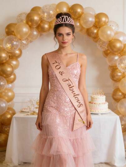 70th Birthday Decorations For Women, 70th Birthday Sash, Crown/Headpiece. 70th Birthday Gifts For Women, Creative 70th Birthday Decorative Gifts