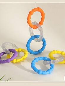 1pc Dog Toy With 3 Interlocking Rings, Interactive Chew Toy Designed For Dogs, Helps Grind Teeth And Clean, Relieves Boredom, Made Of And Durable Material, Suitable For Medium And Large Breed Dogs Like Poodle, Corgi, Golden Retriever. The 3 Rings Can Rotate Flexibly To Increase Interactive Fun And Satisfy Dogs' Chewing And Tug-Of-War Needs. Pet Accessory, Pet Supplies, Pet Essential. - Multicolor - View 10