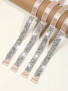 Y2K Sparkly Rhinestone Bra Straps For Women, Removable Adjustable Anti-Slip Crystal Bra Strap Replacements, Perfect For Wedding Party Evening Dress Off Shoulder Tops - Multicolor - View 10