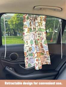 1pc Cartoon Bear & Dinosaur Pattern Baby Car Seat Sun Shade - Suction Cup Car Side Window Sunshade, Provides Privacy And Blocks Sunlight - Multicolor - View 7