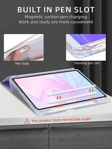 1pc Transparent Acrylic Y-Fold Flat Protective Case, Lavender Purple, Multi-Fold Multi-Angle Stand, Built-In Pencil Slot, High-Transparency Acrylic Rear Shell Anti-Scratch Anti-Bend, Magnetic Auto Sleep/Wake/Smart Power Saving, Minimalist/Casual/Classic, Suitable Compatible With Ipad Mini 6/Mini 7/9.7/10.2/10.5/Air 4/Air 5/10th/10.9/Pro 11"/Air 11"(M2)/Air 13"(M2)/Pro 11"(M4)/Pro 13"(M4) 2024 12.9"/IPad Air 13"(M3 2025) - Taro Purple - View 4