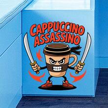 卡布奇诺刺客创意墙贴，PVC材质装饰墙贴，易于粘贴和移除，防水耐用，适合各种场所的墙面装饰。 - 彩色 - 查看 5