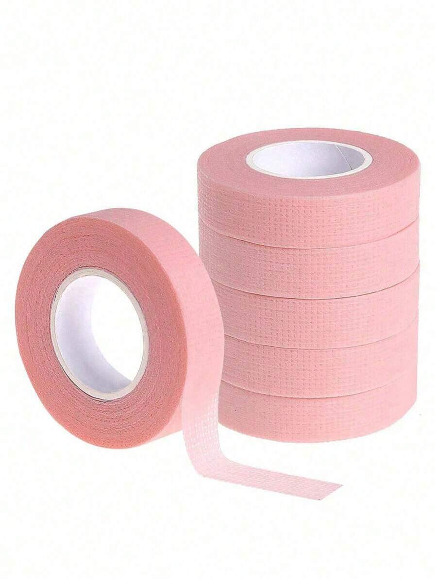 12pcs/Roll, 6pcs/Roll, 1pc/Roll Eyelash Extension Glue Tape, Pink Breathable Cloth Tape, Suitable For Eyelash Extension, Gentle With No Residue, Skin-Friendly And Non-Irritating - Multicolor - View 1