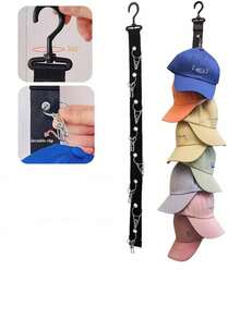 1pc Storage Multifunctional Bedroom Object Hanging Wall Behind The Door, Foyer Wardrobe Clip Baseball Cap Storage Hook Rack Hanging Hat Storage Hook Rack Hanging Hat/Clothes/Accessories/Scarves/Handkerchiefs Easy To Carry When Traveling And Going Out - Multicolor - View 2