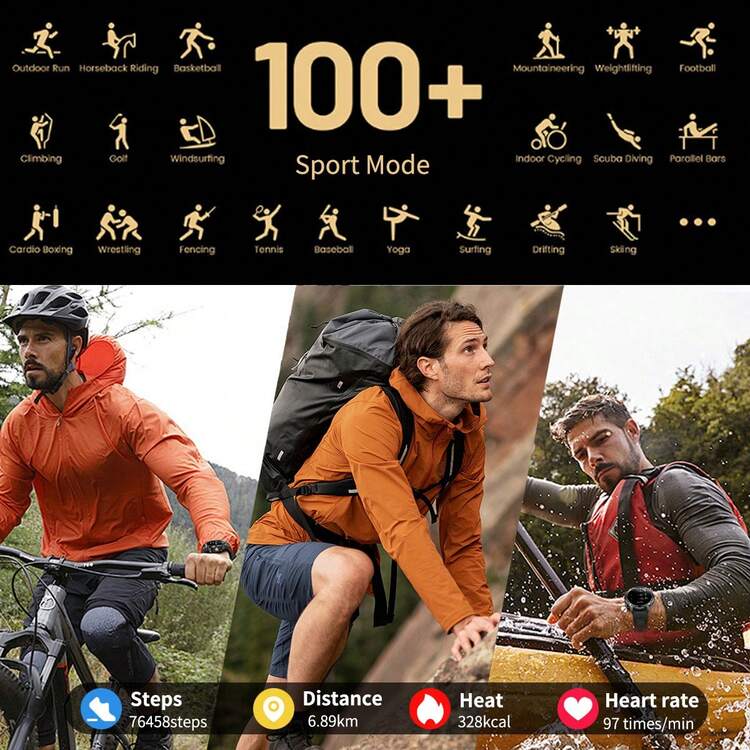 GUHUAVMI Reloj inteligente deportivo para hombres 2026 nuevo, pantalla HD grande de 1.7", capacidad de batería enorme de 1000mAh, con llamada Bluetooth/asistente de voz/recordatorio, linterna LED potente, reloj de aventura al aire libre, brújula, seguimiento deportivo, talla grande de 100 modos deportivos, rastreador de fitness, resistente al agua IPX8, compatible con iPhone y Android, regalo de cumpleaños - regalo de aniversario para parejas, mejor regalo para entusiastas del fitness - Multicolor - Añade 9