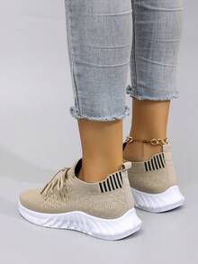 STEPREACH New Women Casual Sports Shoes, Mesh Breathable Comfortable Lightweight Non-Slip Slip-On Driving Shoes - Khaki - View 6