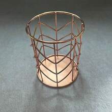 1pc V-Shaped Golden Pen Holder/Desk Organizer Box, Multifunctional, Diverse Styles. Golden Nordic Style Cosmetic Storage Box. - Multicolor - View 8