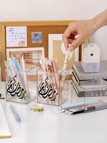 3pcs/1pc Customizable Photo Multifunctional Stationery Organizer Pen Case, Makeup Brush Holder, Stationery Box, Cosmetic Tool Storage, Large Capacity Transparent Pen Holder, Eid Gift, Valentine's Day Gift, Back To School Gift - Multicolor - View 6