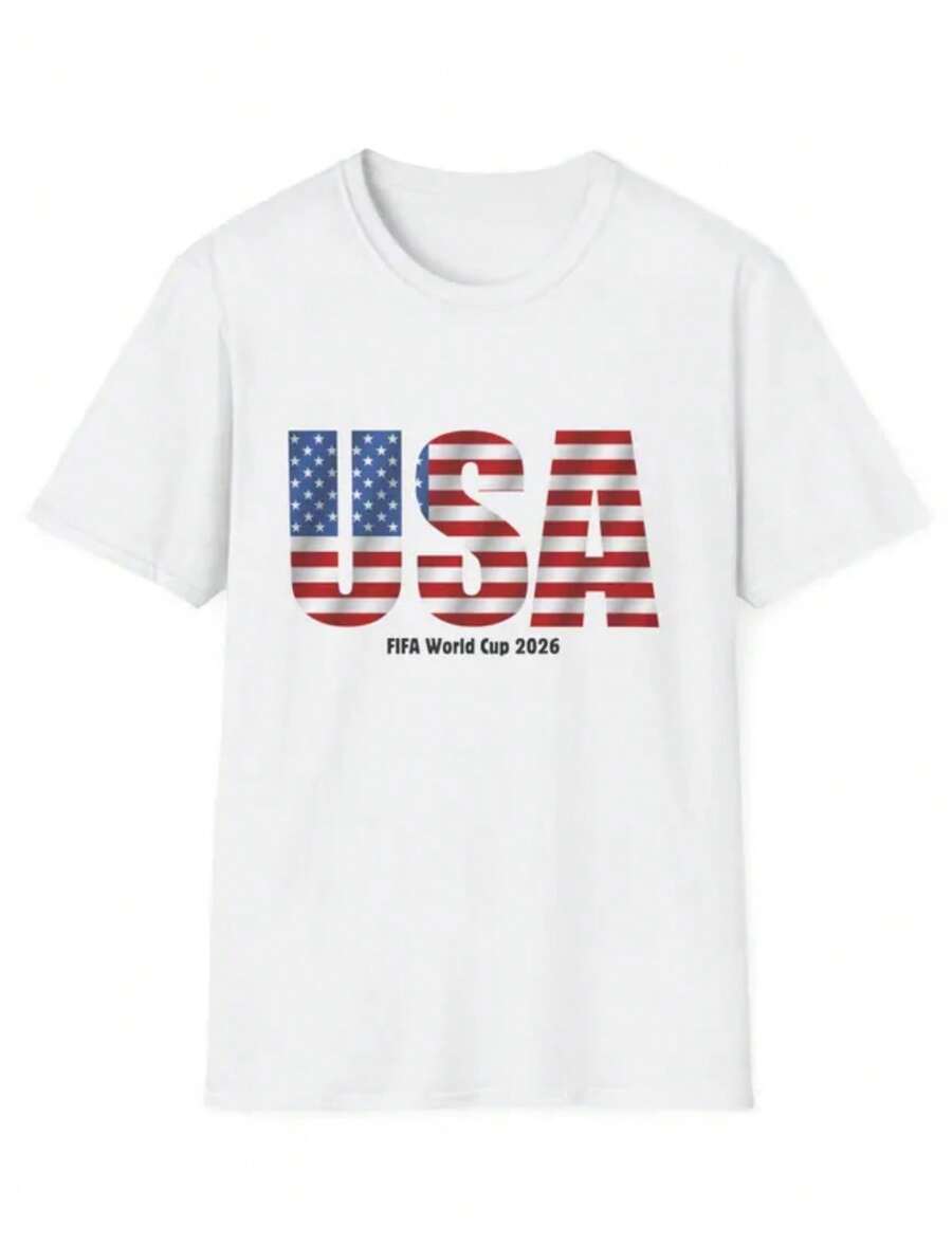 World Cup 2026 USA T-Shirt _ Soccer Tournament Fan Tee - trắng - Xem 1
