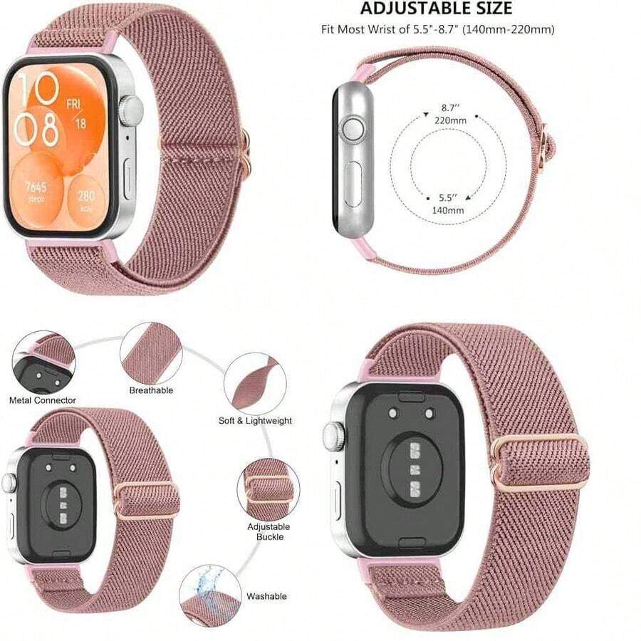 Vancle Correa elsticas compatibles con  Watch Fit 3 Correas para mujer y hombre, correas deportivas de nailon suave y elstico para  Watch Fit 3 - negro1 - Ver 1