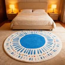 1 pieza Alfombra redonda de imitación de lana inspirada en la dopamina, de color azul claro, suave y cómoda para la sala de estar, el dormitorio, el estudio, el vestidor, adecuada para varios tamaños - Multicolor - Ver 3